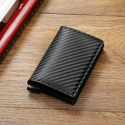 HomeCarbon Fiber Card Holder Wallets Men RFID Black Magic Trifold Leather Slim Mini Wallet Small Money Bag Male Purses Wallet Women - Premium  from Nobles Store - Just $27.09! Shop now at Nobles Store