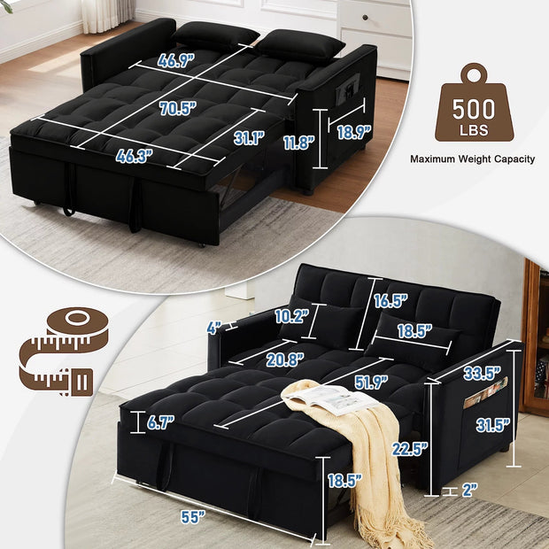 Black Loveseats, Furniture, Home, Living Room Furniture, LoveseatsLoveseat Convertible Sleeper Sofa Bed, Black - Premium  from Nobles Store - Just $482.78! Shop now at Nobles Store
