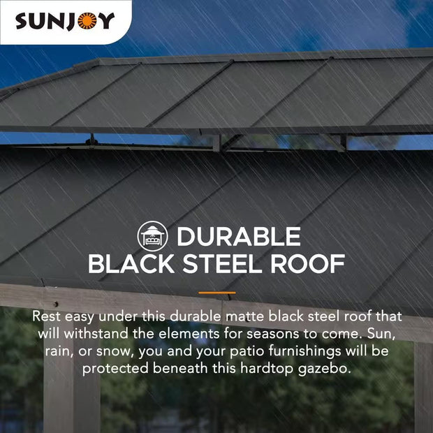Gazebos, Outdoor Storage, Shade Structures, Storage & Organization12 Ft. X 20 Ft. Matte Black Cedar Framed Gazebo with Steel Hardtop - Premium  from Nobles Store - Just $3681.29! Shop now at Nobles Store