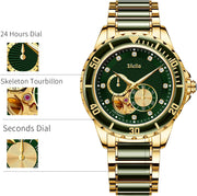 Clothing, Men, Shoes & Jewelry, Watches, Wrist WatchesMen'S Automatic Mechanical Wrist Watches, Luxury Skeleton Watches for Men with Black Green Jade & Steel Strap - Premium  from Nobles Store - Just $669! Shop now at Nobles Store