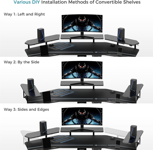 Computer Workstations, Desks & Workstations, Office Furniture & Lighting, Office ProductsGaming Desk, Standing Desk Keyboard Tray, 72" Wing Shaped Music Studio Desk Electric Adjustable Height Desk Sit Stand Desk with LED Shelves, Gaming Recording Live Stream, Slot Design - Premium  from Nobles Store - Just $1403.23! Shop now at Nobles Store