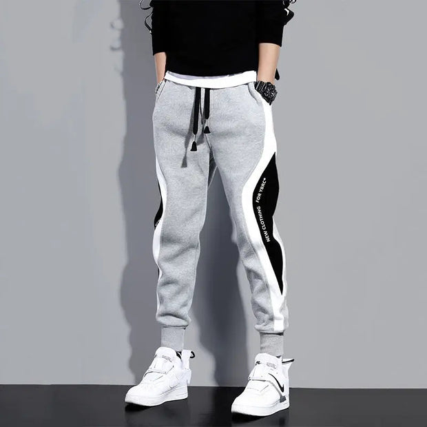 Casual Pants, Men's Clothing, PantsAutumn Men'S Wide Loose Casual Pants Mens Patchwork Nine-Point Sports Elastic Rope Breathable Tie-Foot Trousers - Premium  from Nobles Store - Just $35.85! Shop now at Nobles Store