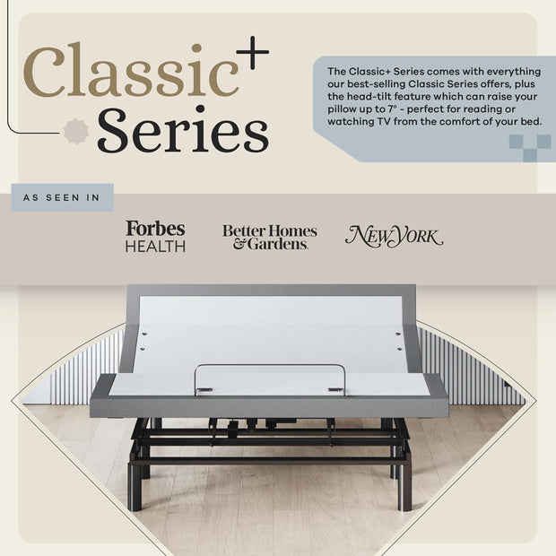 Harmony Adjustable Bed Base, Head and Foot Lift, Massage, Under-Bed Lights, USB, Gel Memory, Zero Gravity Smart Frame - Queen