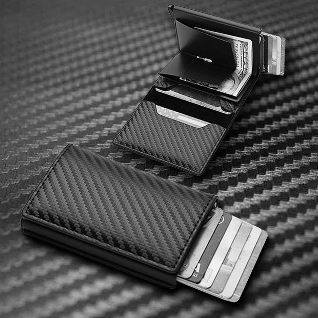 HomeCarbon Fiber Card Holder Wallets Men RFID Black Magic Trifold Leather Slim Mini Wallet Small Money Bag Male Purses Wallet Women - Premium  from Nobles Store - Just $27.09! Shop now at Nobles Store