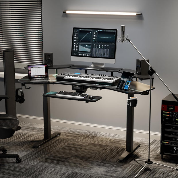 Computer Workstations, Desks & Workstations, Office Furniture & Lighting, Office ProductsGaming Desk, Standing Desk Keyboard Tray, 72" Wing Shaped Music Studio Desk Electric Adjustable Height Desk Sit Stand Desk with LED Shelves, Gaming Recording Live Stream, Slot Design - Premium  from Nobles Store - Just $1403.23! Shop now at Nobles Store