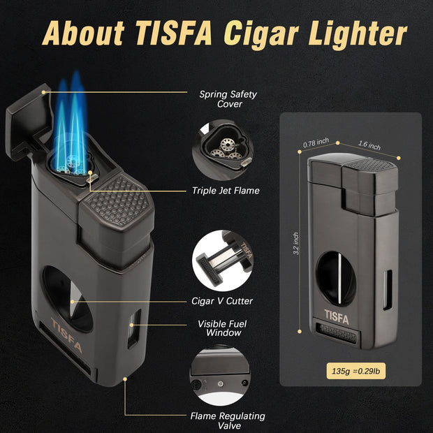 Home & Garden, Household Merchandises, Lighters & Smoking AccessoriesCigar Humidor, Cedar Wood Cigar Case with Cigar Lighter, V Cut Cigar Cutter,Cigar Holder 3 in 1 Travel Cigar Humidor Box - Premium  from Nobles Store - Just $65.79! Shop now at Nobles Store