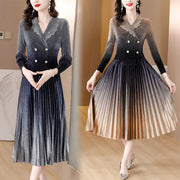 Clothing, null, WomenSuit Collar Large Hem Pleated Pleuche Dress - Premium 0 from Nobles Store - Just $91.95! Shop now at Nobles Store