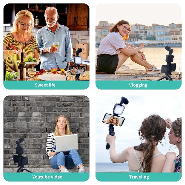 HomeSmartphone Vlogging Kit for Iphone Android with Tripod Mini Microphone Starter Vlog Kit for Tiktok Live Stream Video Youtube - Premium  from Nobles Store - Just $45.29! Shop now at Nobles Store