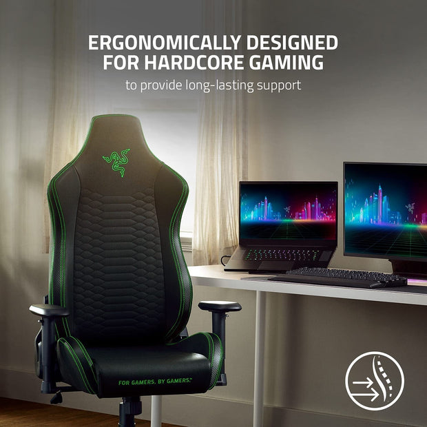 Furniture, Game & Recreation Room Furniture, Gaming Chairs, Home & Kitchen, Video Game ChairsIskur X Ergonomic Gaming Chair Black/Green - Leather Upholstered Adjustable Armrests High-Density Foam Cushions - Premium  from Nobles Store - Just $843.48! Shop now at Nobles Store