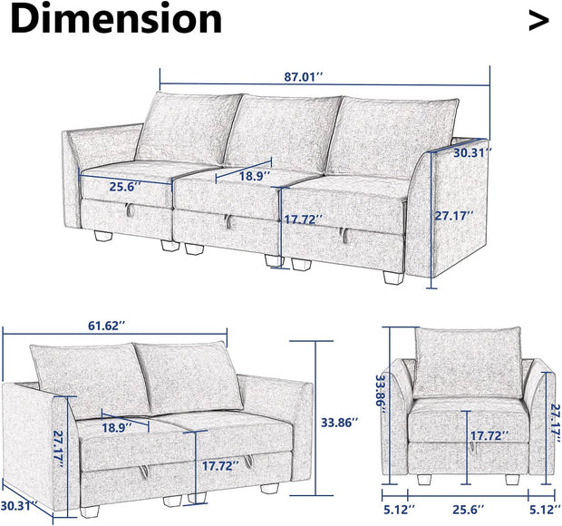 Furniture, Home & Kitchen, Living Room Furniture, Living Room Sets3 Piece Sofa Sets for Living Room Furniture Couch Set Modular Sofa Set - Premium  from Nobles Store - Just $2214.51! Shop now at Nobles Store