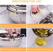 Cookware, Dining & Bar, Home & Garden, KitchenJapanese Deep Frying Pot with a Thermometer and a Lid 304 Stainless Steel Kitchen Tempura Fryer Pan 20 24 Cm KC0405 - Premium  from Nobles Store - Just $78.74! Shop now at Nobles Store