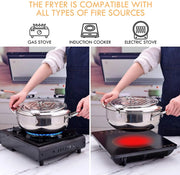 Cookware, Dining & Bar, Home & Garden, KitchenJapanese Deep Frying Pot with a Thermometer and a Lid 304 Stainless Steel Kitchen Tempura Fryer Pan 20 24 Cm KC0405 - Premium  from Nobles Store - Just $78.74! Shop now at Nobles Store