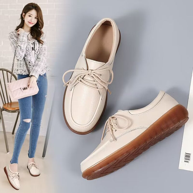 Small Leather Shoes Plus Size Round Toe Flat Bottom - Premium 0 from Nobles Store - Just $52.48! Shop now at Nobles Store