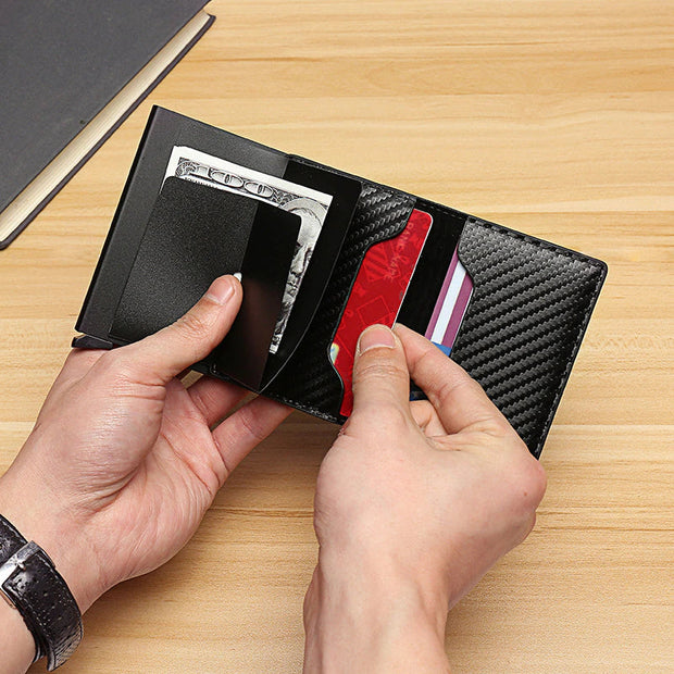 HomeCarbon Fiber Card Holder Wallets Men RFID Black Magic Trifold Leather Slim Mini Wallet Small Money Bag Male Purses Wallet Women - Premium  from Nobles Store - Just $27.09! Shop now at Nobles Store