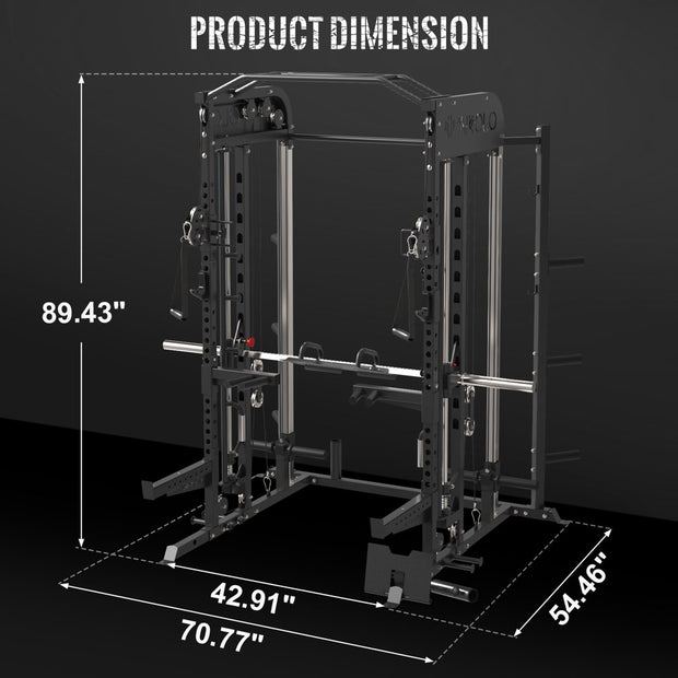 Exercise & Fitness, Home Gyms, Sports & Outdoors, Strength TrainingSmith Machine, All-In-One Power Rack Cage with Adjustable Cable Crossover, Vertical Leg Press and Smith Bar with 1500 Lbs Capacity Barbell Combo - Premium  from Nobles Store - Just $1954.94! Shop now at Nobles Store