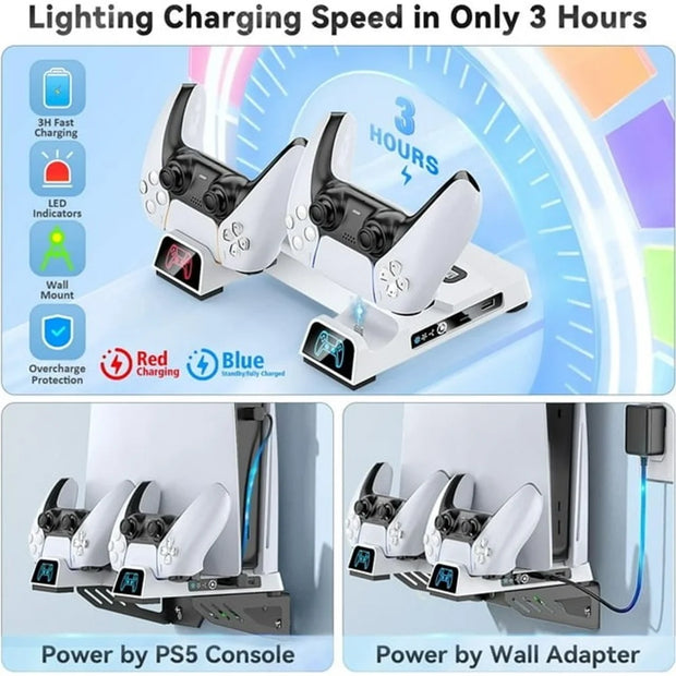 PlayStation, PlayStation 5, PlayStation 5 (PS5) Games, Video GamesPS5 Slim Wall Mount Kit with Cooling Fan & Controller Charging Station for PS5/PS5 Slim Disc & Digital Console, PS5 Wall Bracket behind TV, PS5 Slim Accessories PS5 Cooling Station - Premium  from Nobles Store - Just $49.77! Shop now at Nobles Store