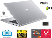 Newest Aspire 5 Premium Laptop: 15.6" FHD Comfyview IPS Display, 4-Core AMD Ryzen 3 3350U Processor(Upto 3.5Ghz), 8GB RAM, 256GB SSD, AMD Radeon, HDMI, Backlit-Kyb, Fp-Reader, Wifi-6, Win10/11S