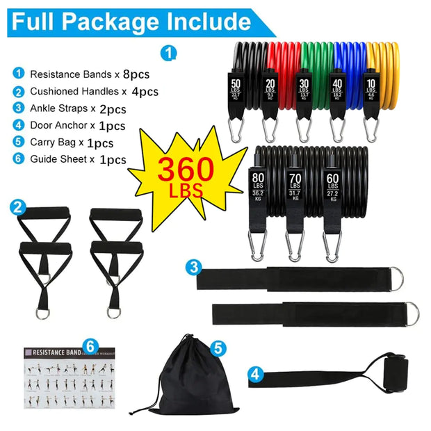 accessory, exercise, fitness, gym, indoor, outdoorFitness Exercises Resistance Bands Set - Premium  from Nobles Store - Just $59.97! Shop now at Nobles Store