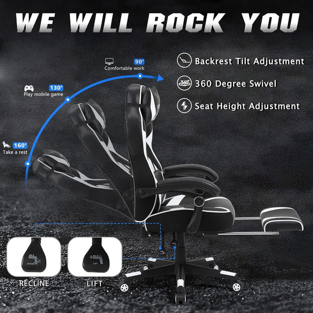 Furniture, Game & Recreation Room Furniture, Gaming Chairs, Home & Kitchen, Video Game ChairsErgonomic Gaming Chair with Footrest Recliner Computer Chair with Massage High Back - Premium  from Nobles Store - Just $299.21! Shop now at Nobles Store