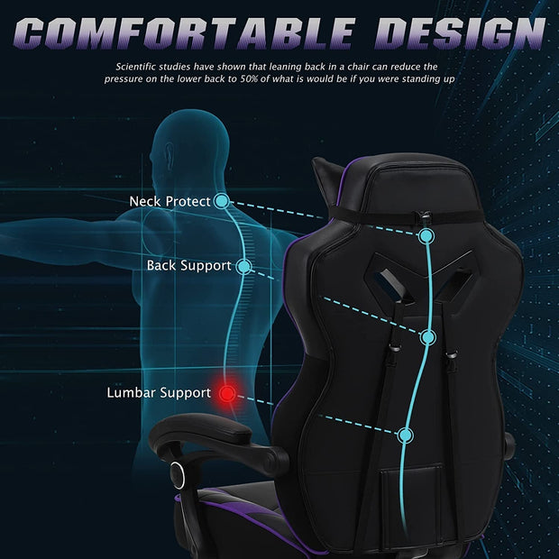 Furniture, Game & Recreation Room Furniture, Gaming Chairs, Home & Kitchen, Video Game ChairsPurple Gaming Chair Reclining Chair - Premium  from Nobles Store - Just $314.76! Shop now at Nobles Store
